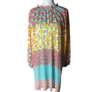 New Collection Spring Floral High Neck Flowy Pull Over Lined Midi Dress Wm’s Sz